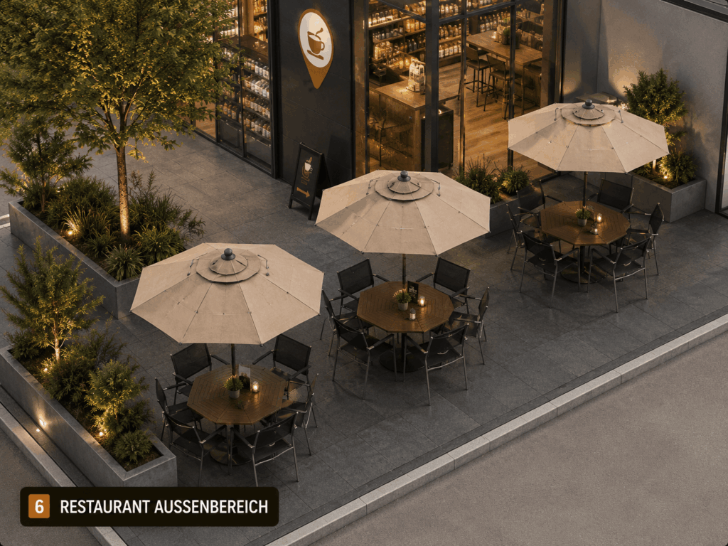 Kaffeemaschine-Tankstellen-Verzehrort-Restaurant-Aussenbereich